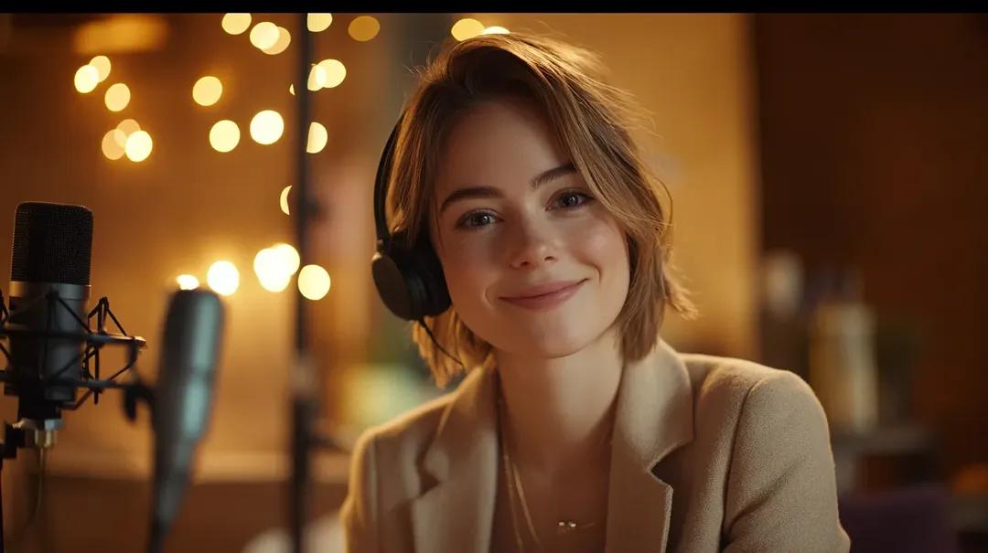 Cinematic Editorial Portrait of a Podcast Host - Prompt de IA