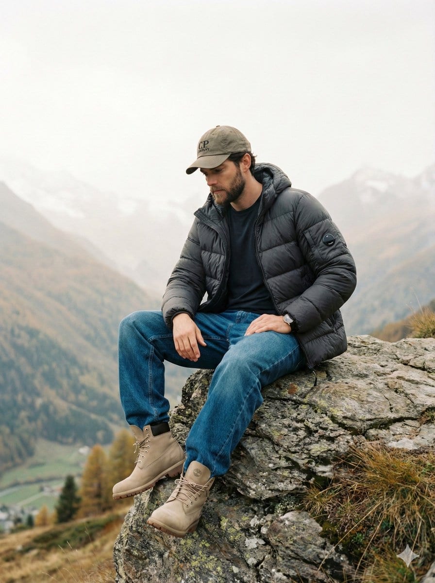 Cinematic Fashion Editorial Image Prompt for Male Subject in Swiss Alps - KI-Prompt
