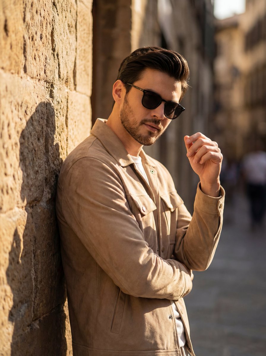 Cinematic Golden Hour Portrait of Stylish Man