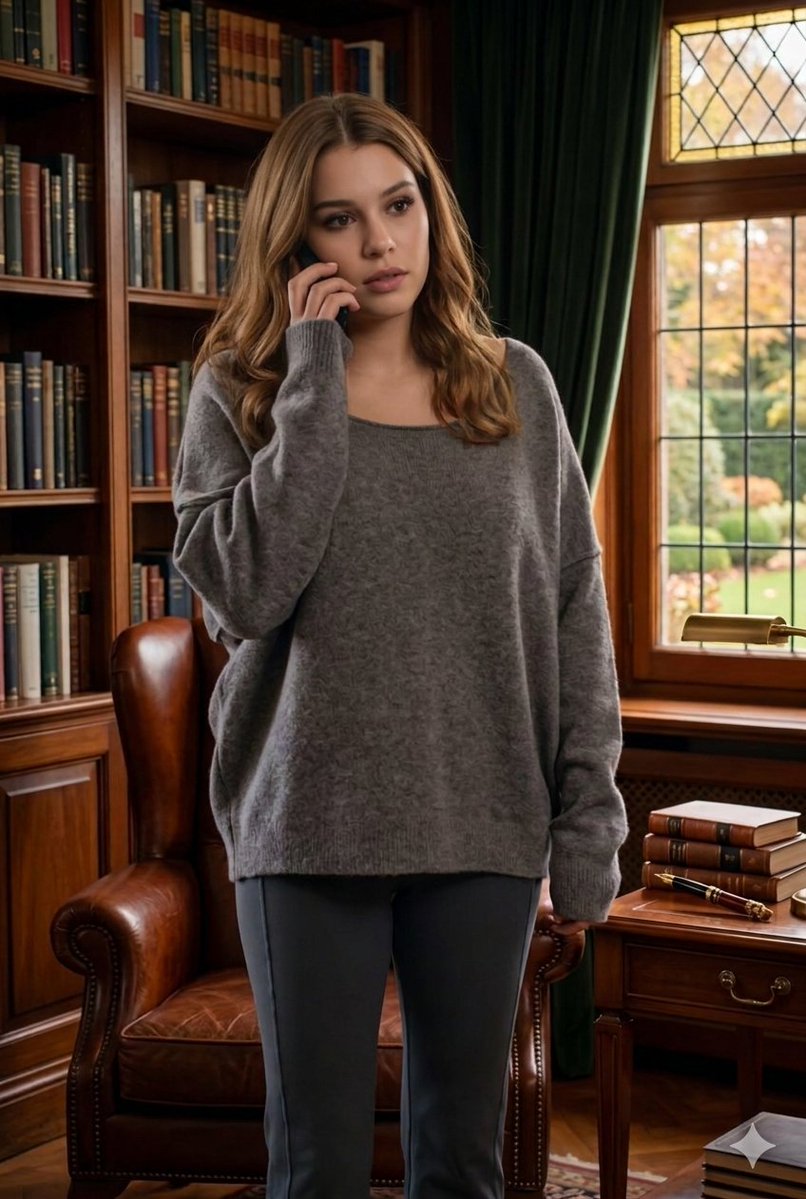 Preview image for Cinematic Library Scene with Woman on Phone prompt