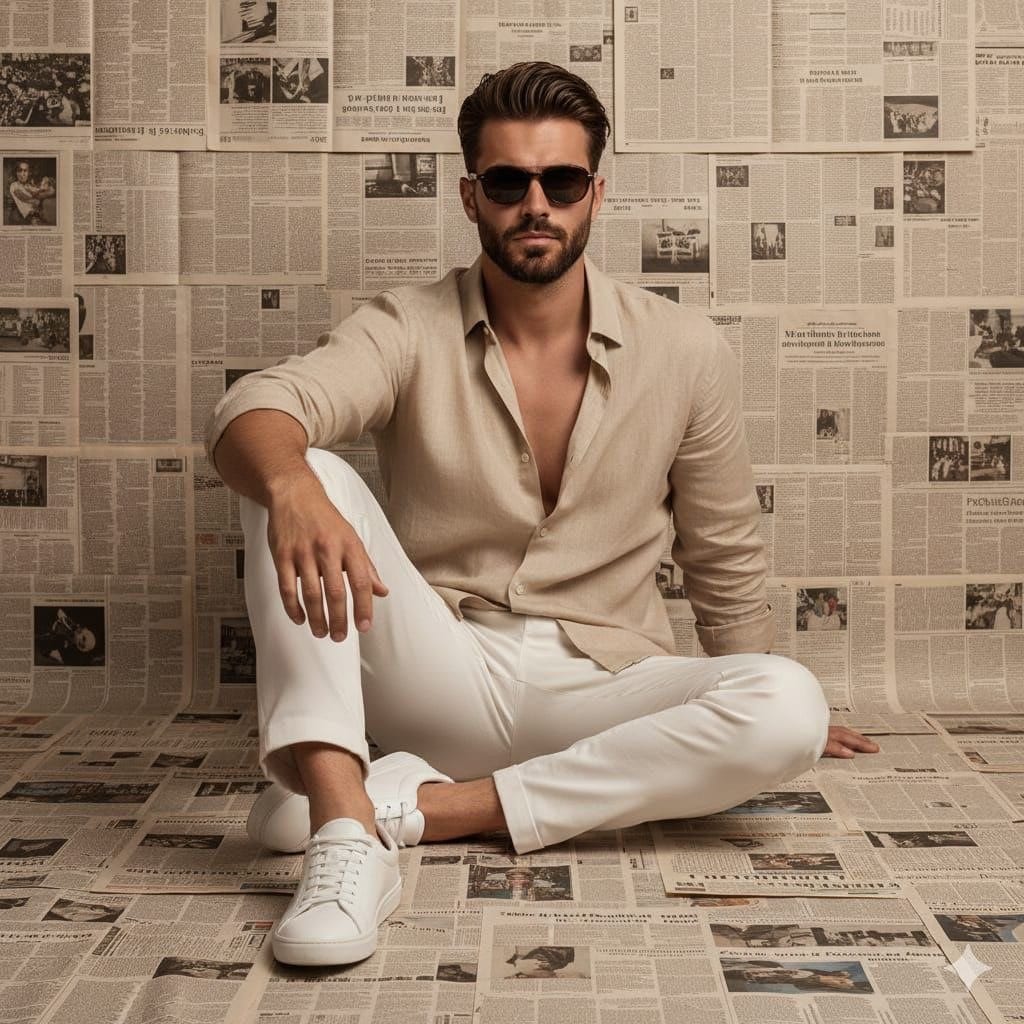 Cinematic Men's Fashion Portrait Prompt - AI Generated Character Style Image Example
