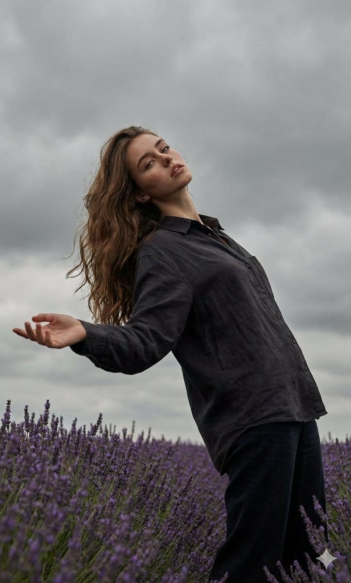 Preview image for Cinematic Moody Photograph of Man in Flower Field prompt