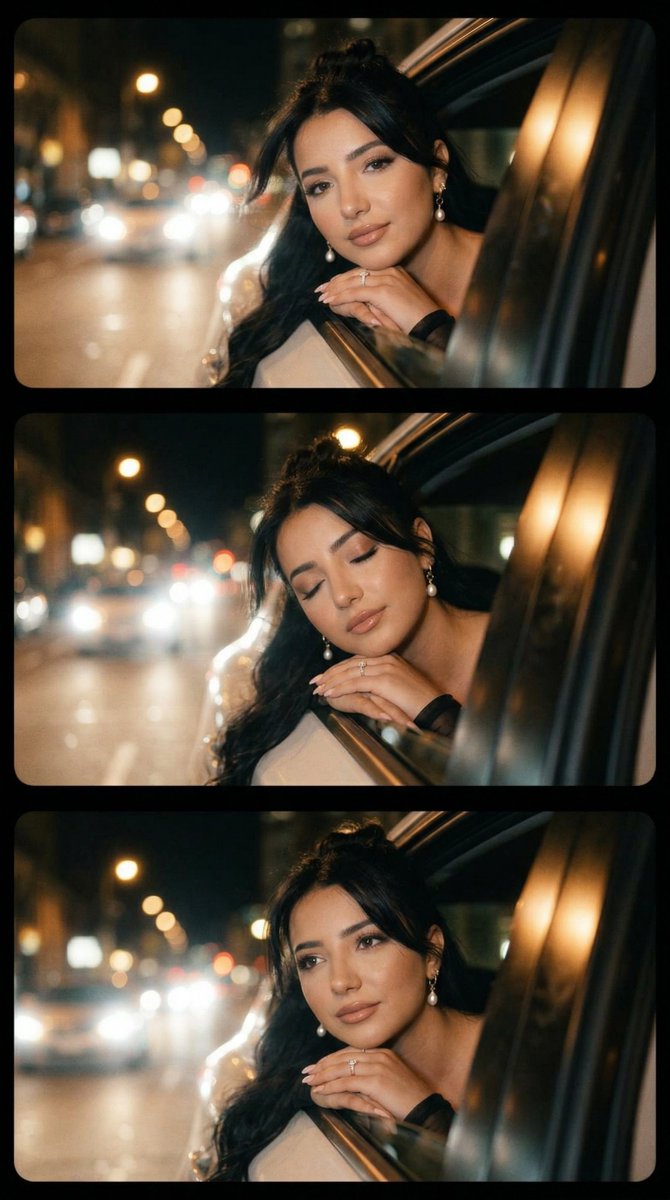 Cinematic Night Drive Filmstrip Prompt - AI Art AI Generated Artwork