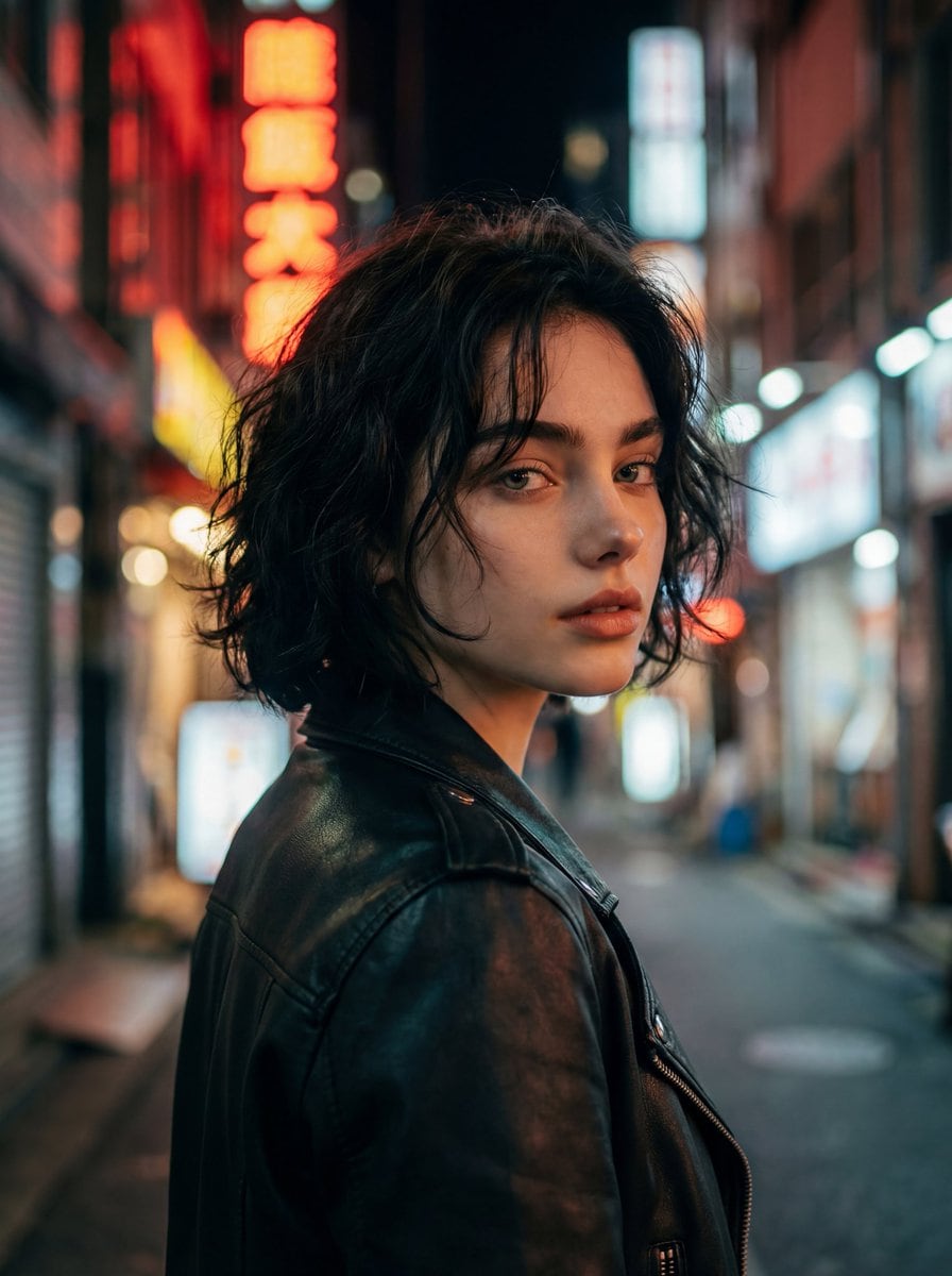 Cinematic Night Street Portrait - AI Generated Character Style Image