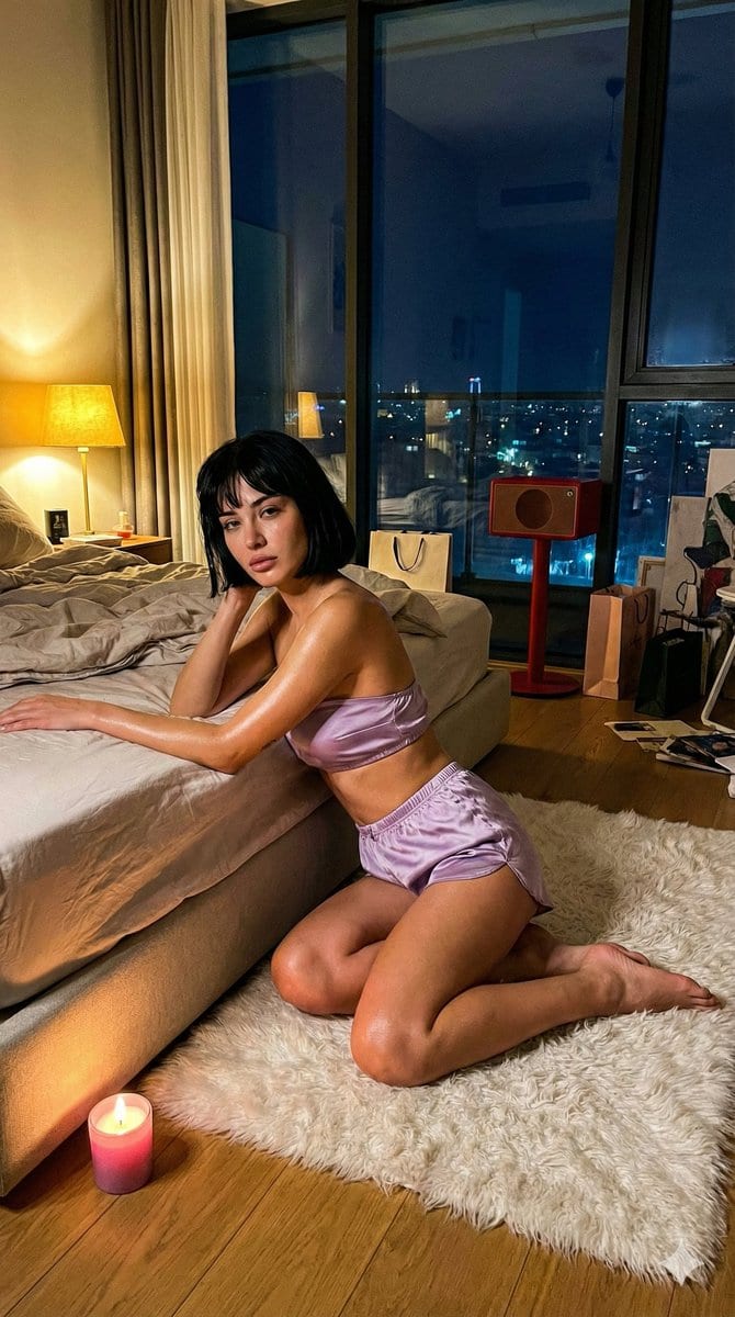 Cinematic Nighttime Bedroom Scene in Istanbul Prompt - AI Generated Character Style Image Example
