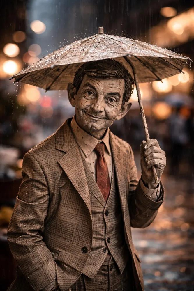 Cinematic Paper Figure in the Rain - Prompt IA