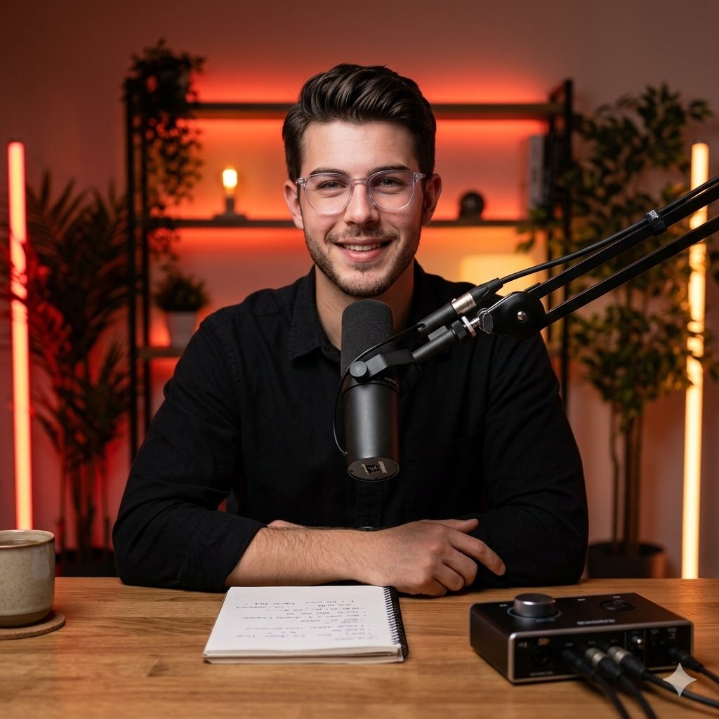 Preview image for Cinematic Podcast Studio Portrait prompt