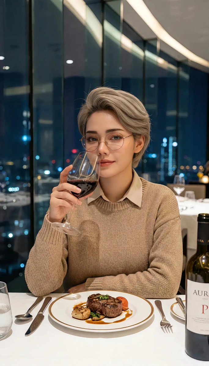 Cinematic Portrait in Fine Dining Restaurant - AI Art AI Generated Artwork
