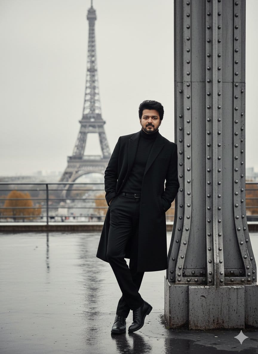 Cinematic Portrait in Rainy Paris - KI-Prompt