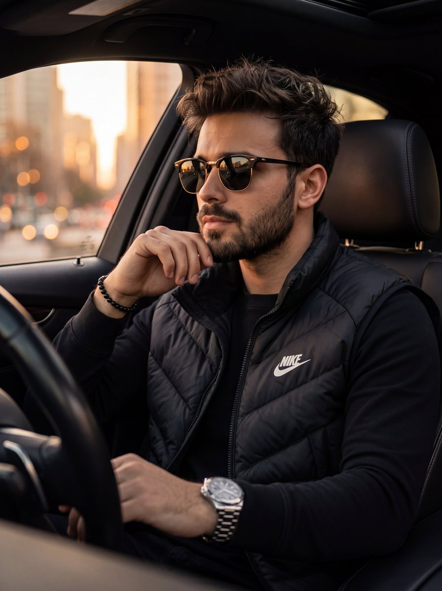 Preview image for Cinematic Portrait of a Man in a Car prompt