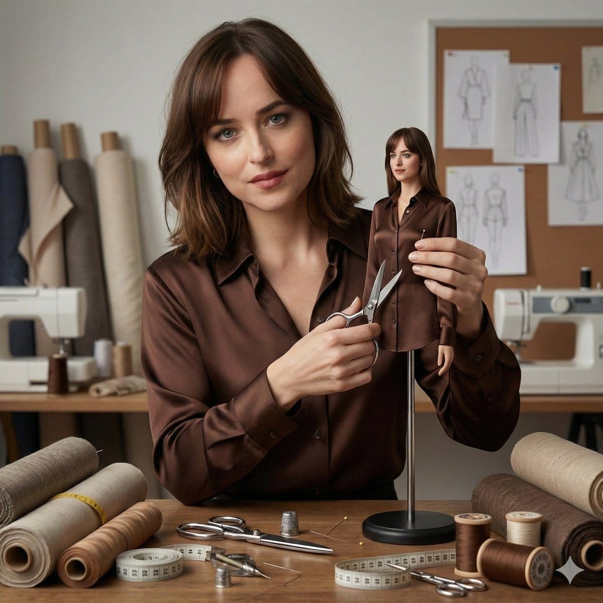 Cinematic Portrait of Tailor and Miniature Mannequin - AI提示词