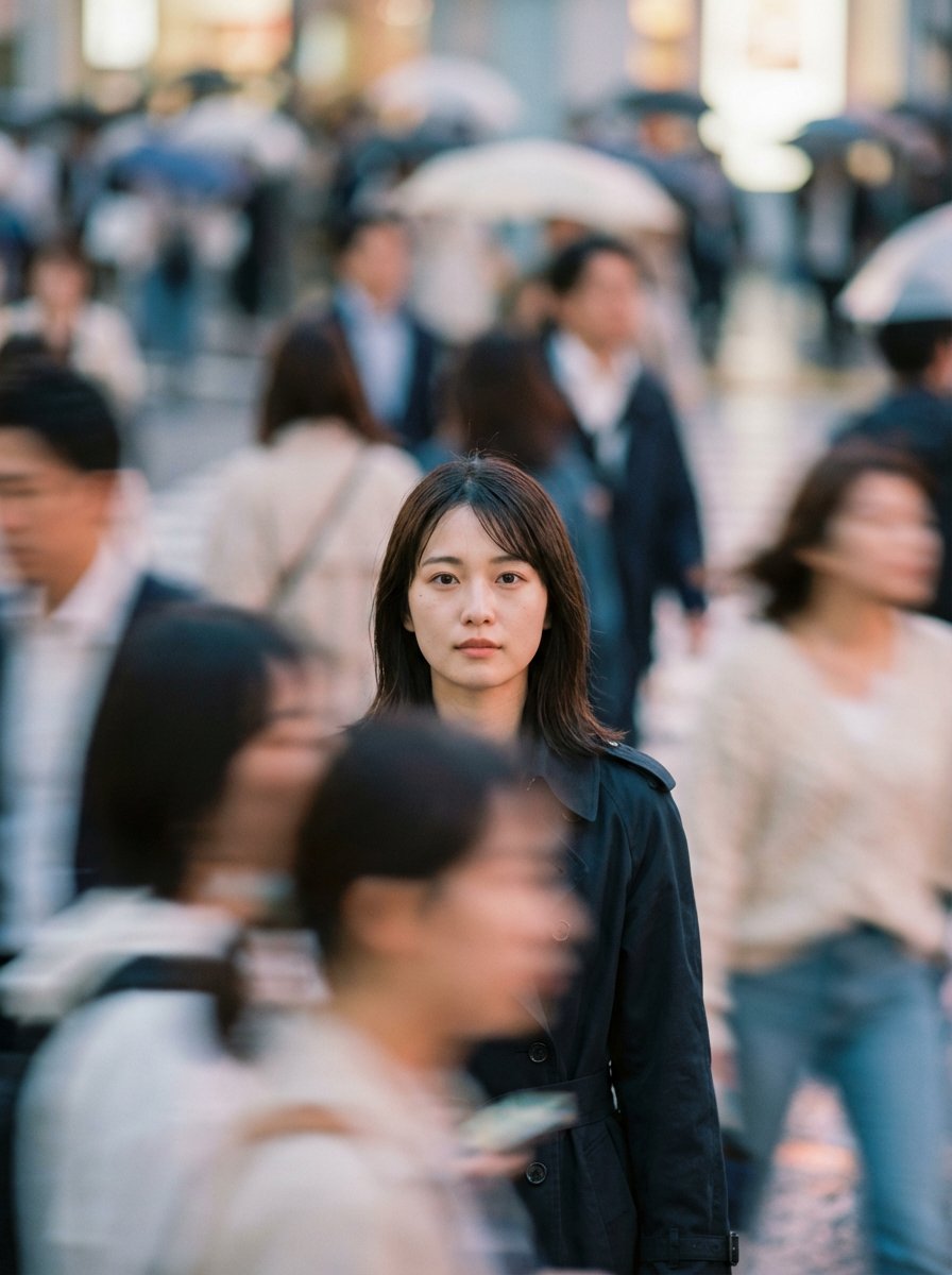 Preview image for Cinematic Portrait Prompt: Focus in a Crowd prompt