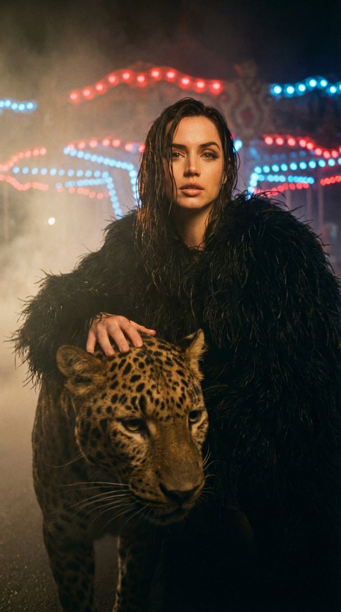 Preview image for Cinematic Portrait Prompt with Leopard Interaction for Nano Banana Pro prompt