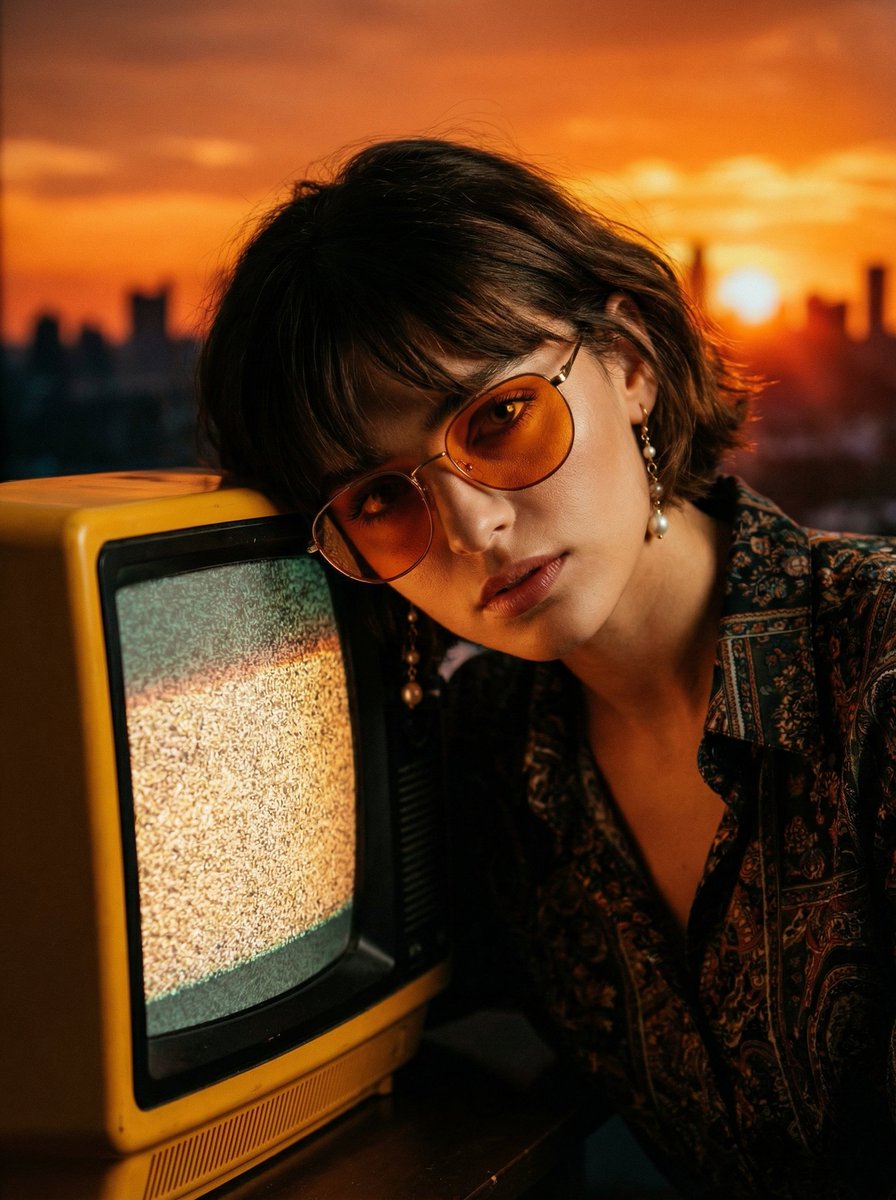 Preview image for Cinematic Portrait with Static CRT Television prompt
