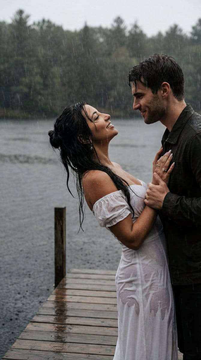 Cinematic Rainy Lakeside Couple Scene Prompt (Reference Lock) - KI-Prompt