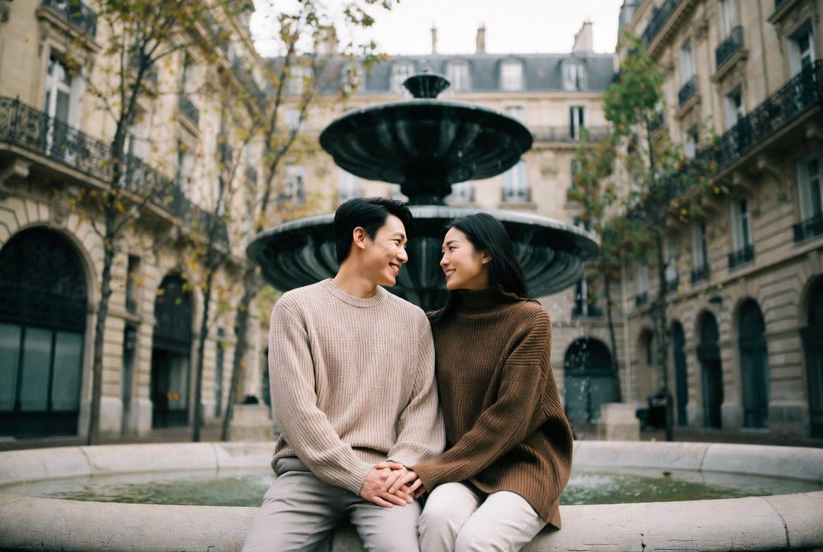 Cinematic Romantic Street Photography of a Couple in Paris - AI Art AI Generated Artwork