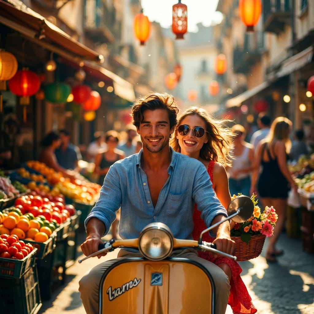 Cinematic Scooter Ride Golden Hour Prompt - KI-Prompt