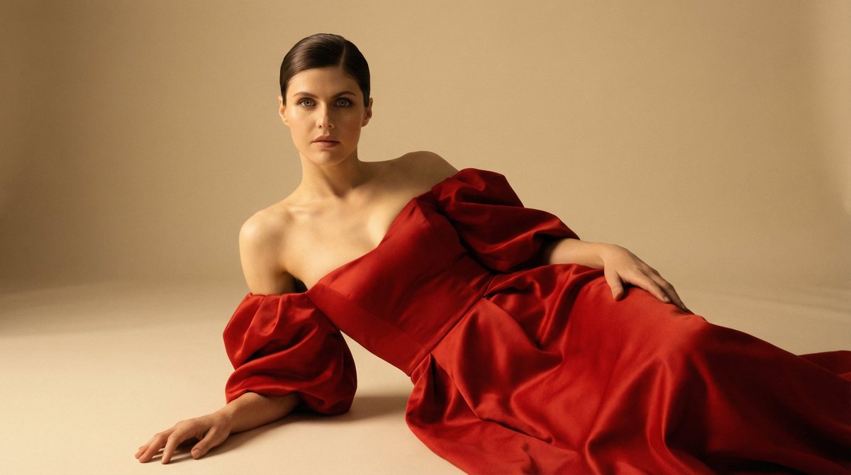 Preview image for Cinematic Studio Portrait in Red Gown prompt