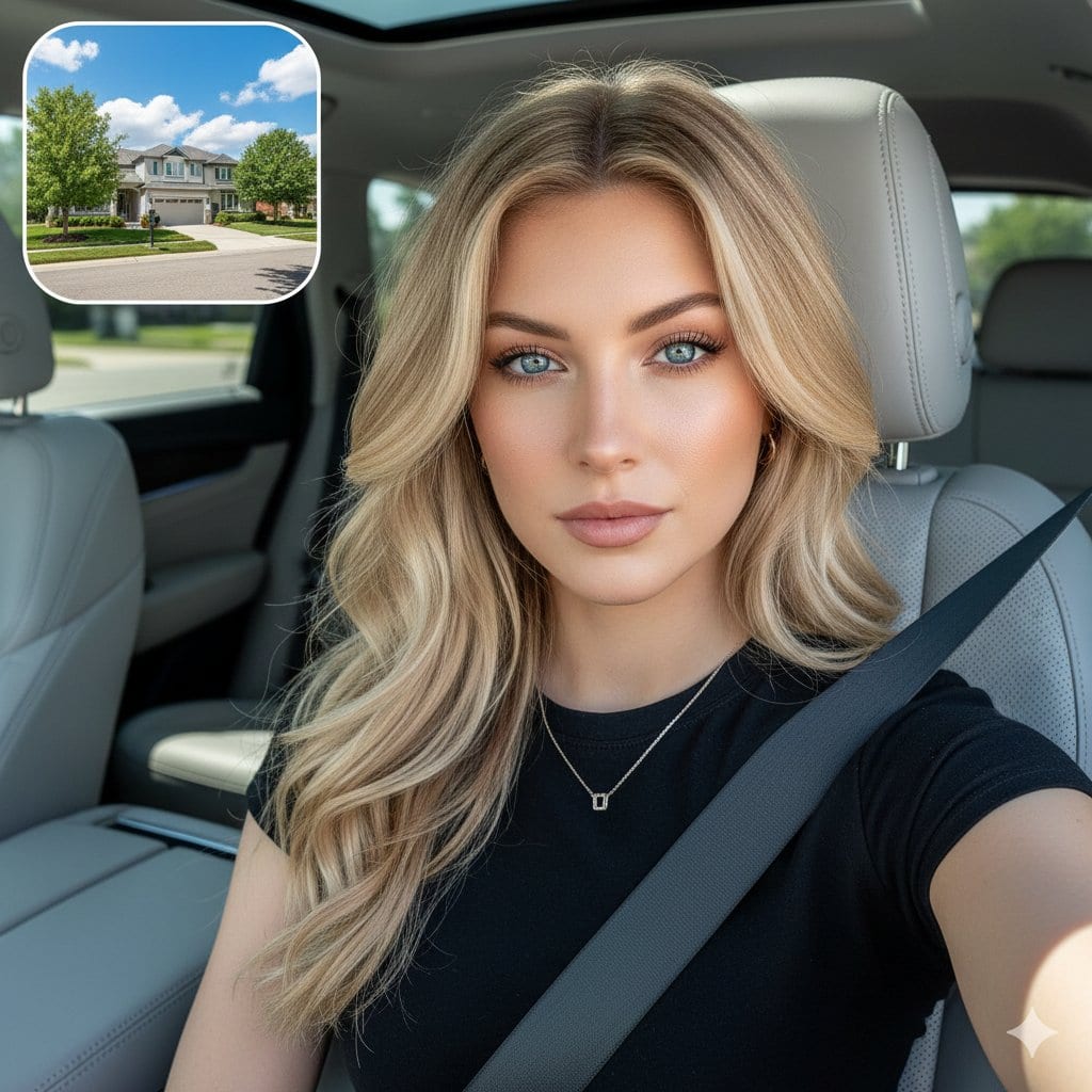 Cinematic SUV Selfie Portrait with Lifestyle Inset - KI-Prompt