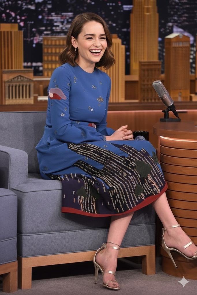 Preview image for Cinematic Talk Show Portrait (Emilia Clarke Inspired) prompt