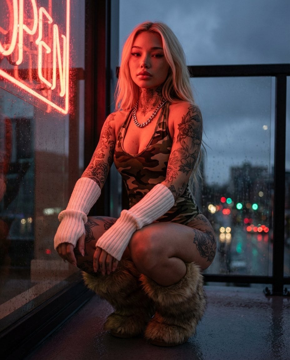 Cinematic Urban Night Portrait Prompt - AI Generated Character Style Image