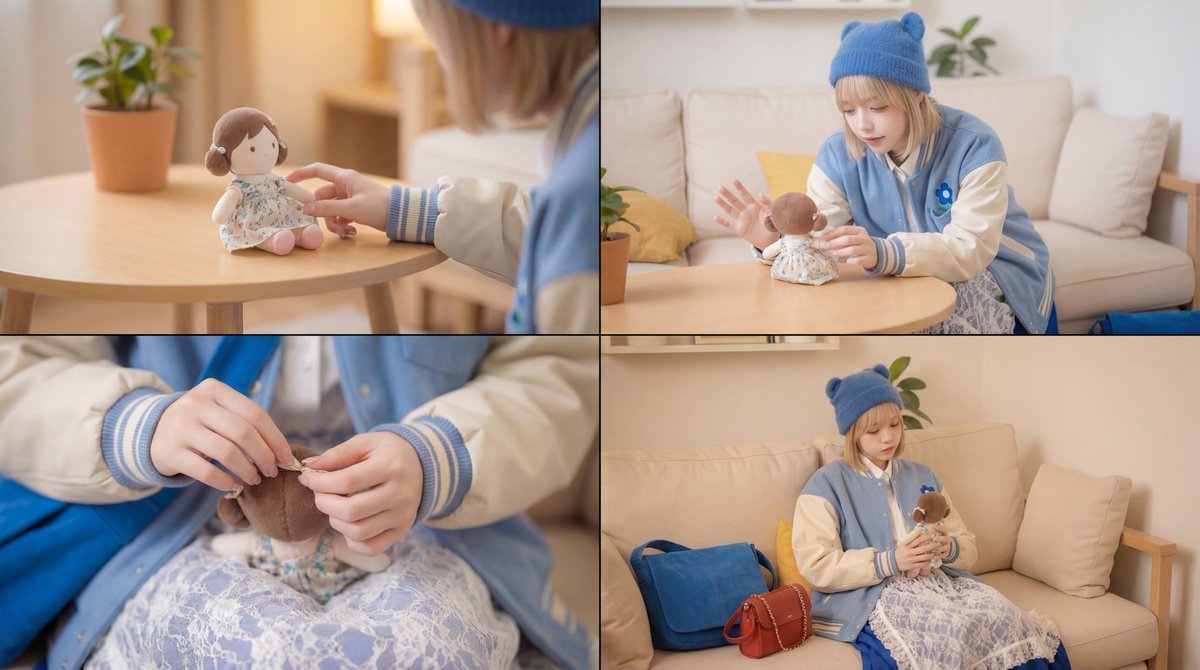 Preview image for Cinematic Video Prompt for Girl Playing with Doll prompt