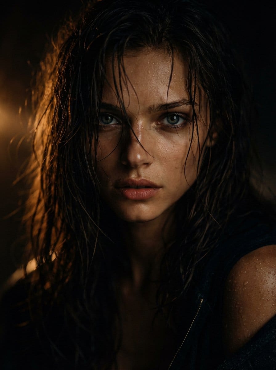 Cinematic Wet Hair Portrait Prompt - KI-Prompt