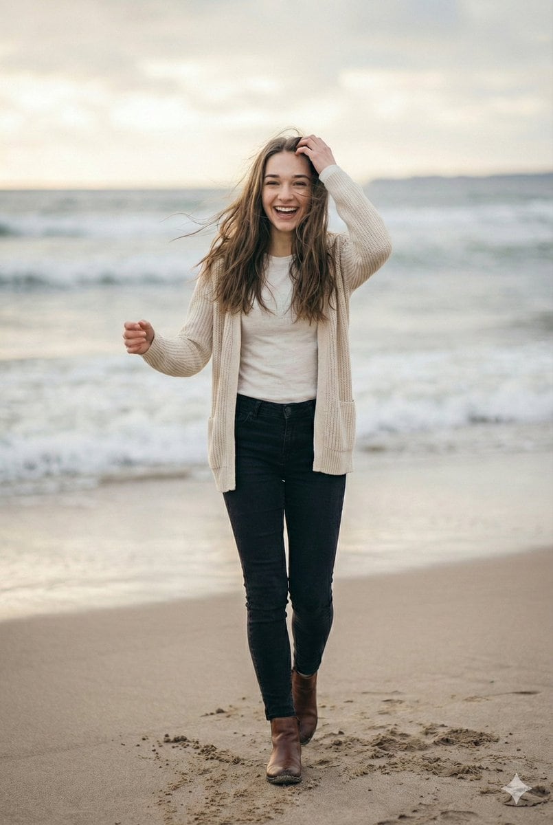 Cinematic Winter Beach Photoshoot - KI-Prompt