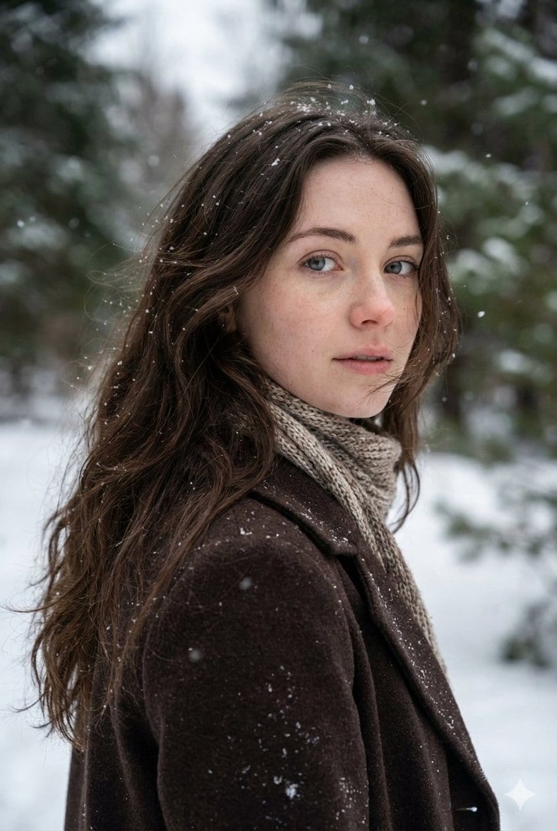 Cinematic Winter Forest Portrait - AI 프롬프트