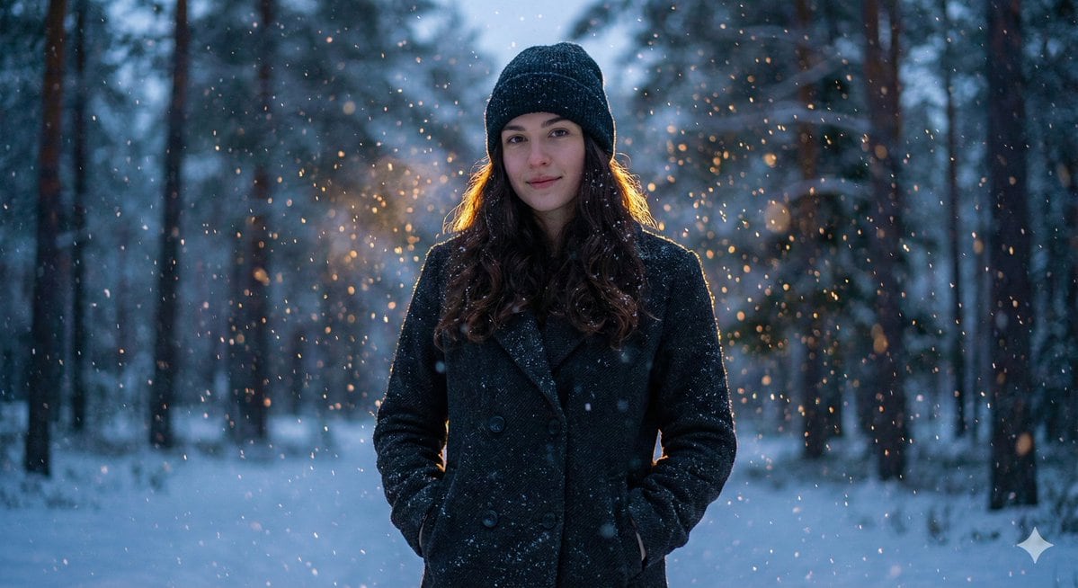 Cinematic Winter Portrait with Teal and Orange Grading - Prompt de IA