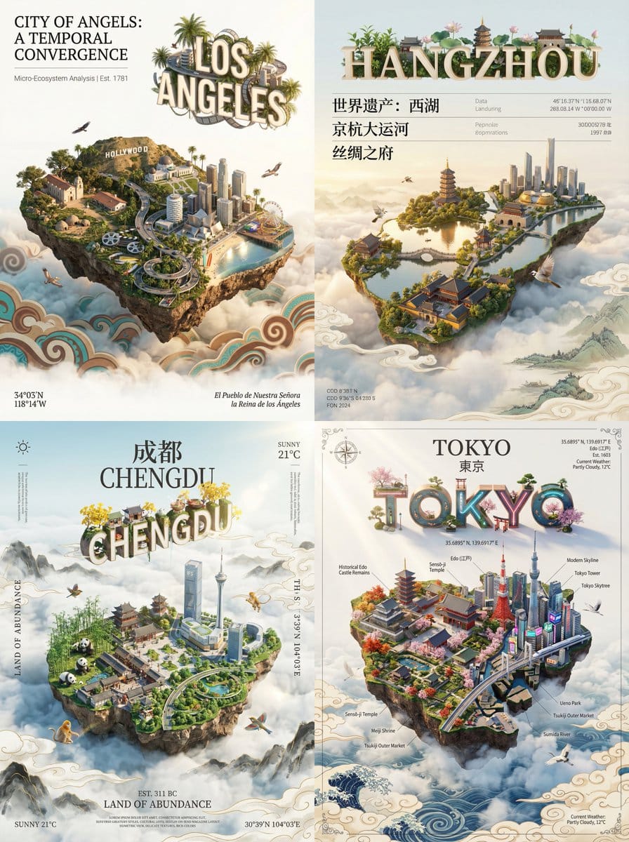 City Poster Digital Art Prompt