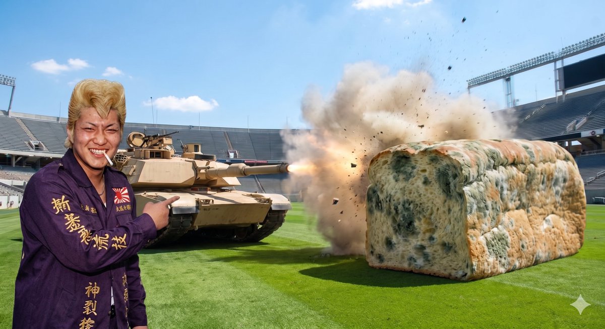 Preview image for Classic Bosozoku Member vs Molded Bread prompt