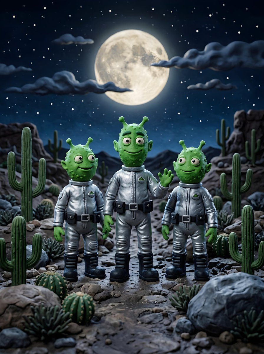 Preview image for Claymation Aliens Desert Landscape prompt