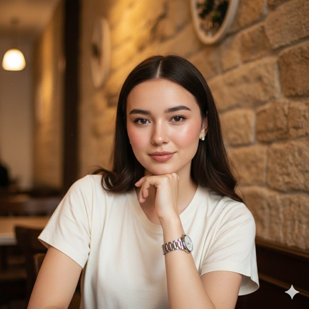 Close-up Candid Cafe Portrait - KI-Prompt