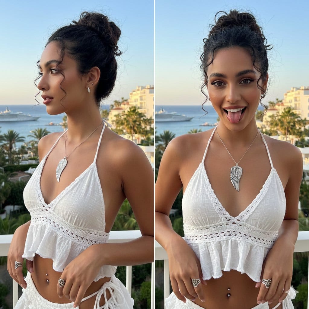 Coastal Chic Two-Panel Collage Portrait - AI Generated Character Style Image Example