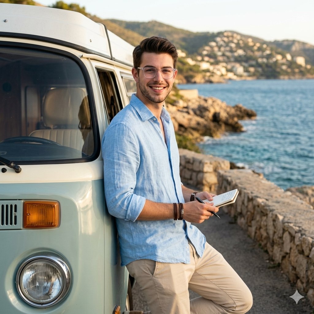Preview image for Coastal Travel Lifestyle Portrait prompt