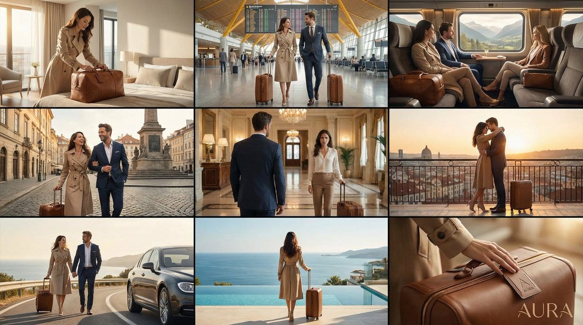 Commercial Ad Storyboard Prompt for Luxury Luggage - AI提示詞