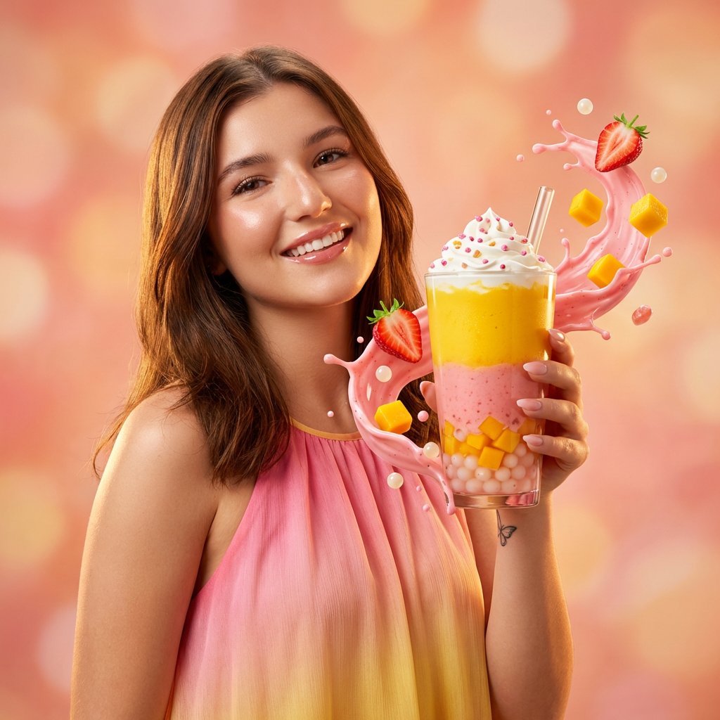 Preview image for Commercial Beverage Ad for Layered Smoothie prompt