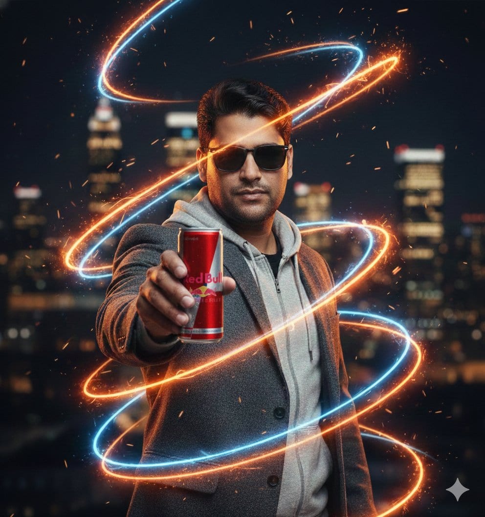 Commercial Energy Drink Photography Prompt with Neon Effects - AI 프롬프트