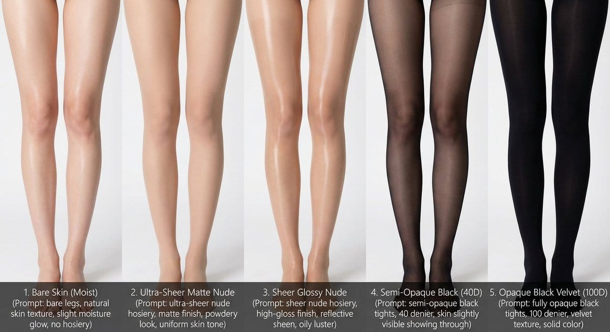 Comparative Infographic Grid Generator Prompt (Legs and Stockings)