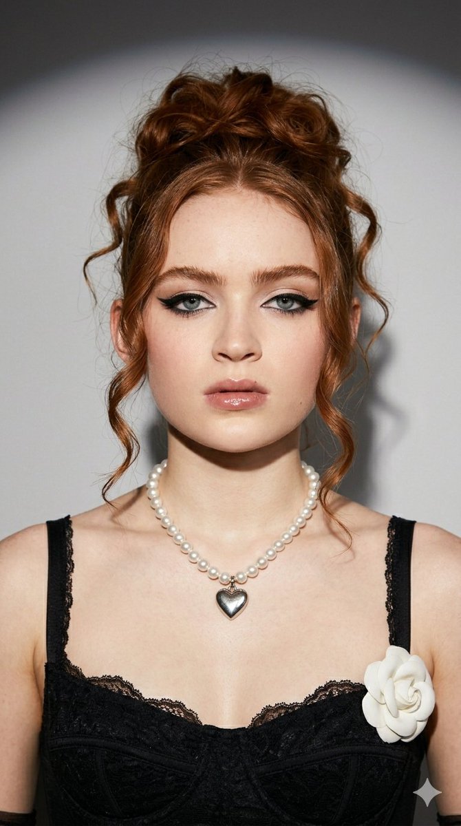Preview image for Coquette Fashion Editorial Portrait (Sadie Sink) prompt