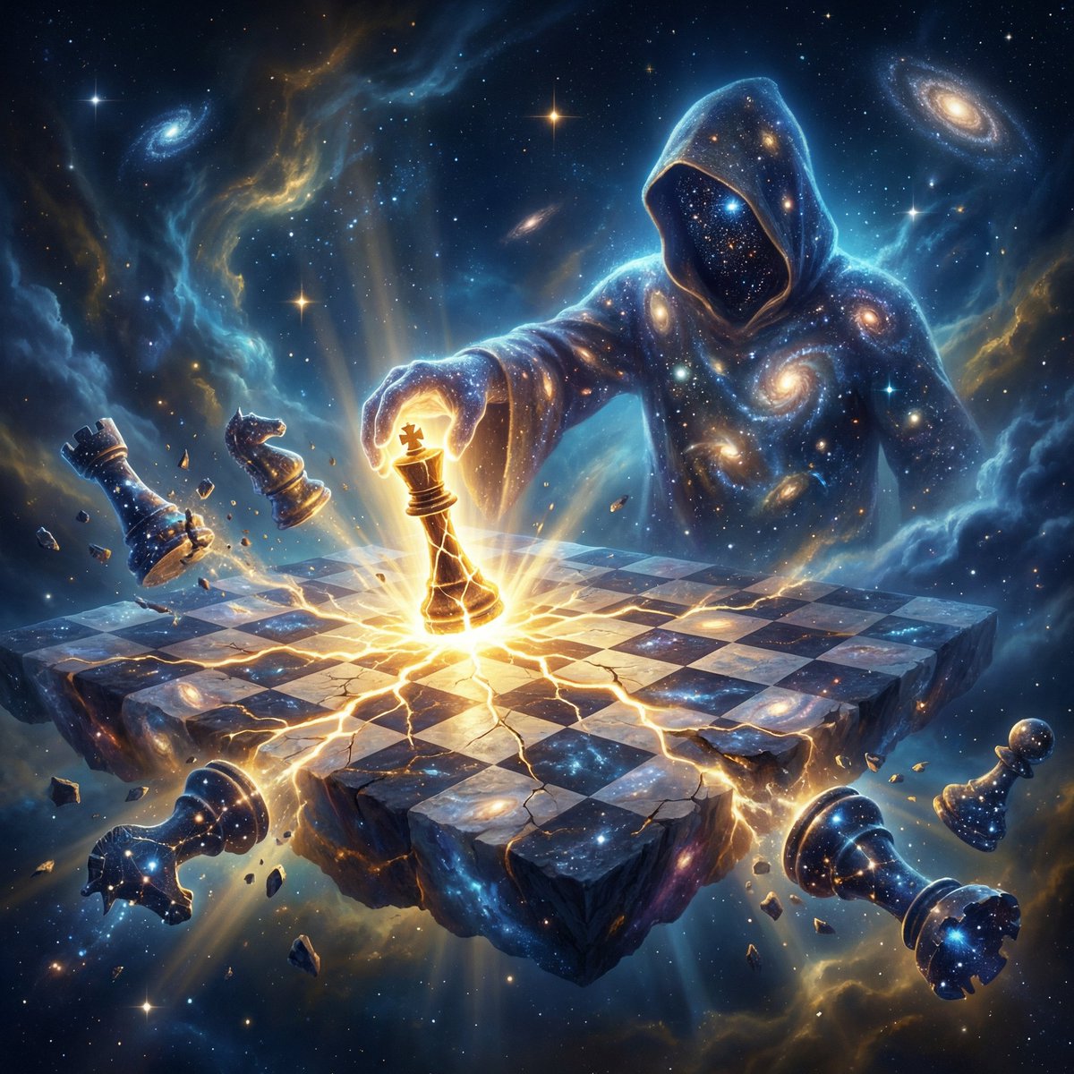 Preview image for Cosmic Chessboard Checkmate Scene prompt