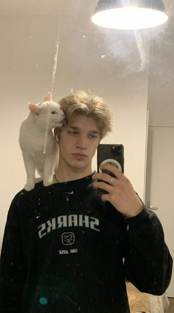 Preview image for Cozy Aesthetic Mirror Selfie with White Cat prompt
