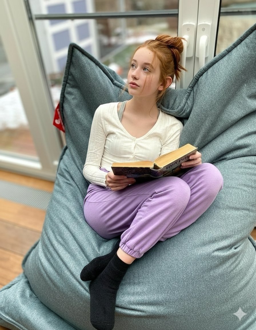 Preview image for Cozy Teenage Girl Reading Portrait Prompt prompt