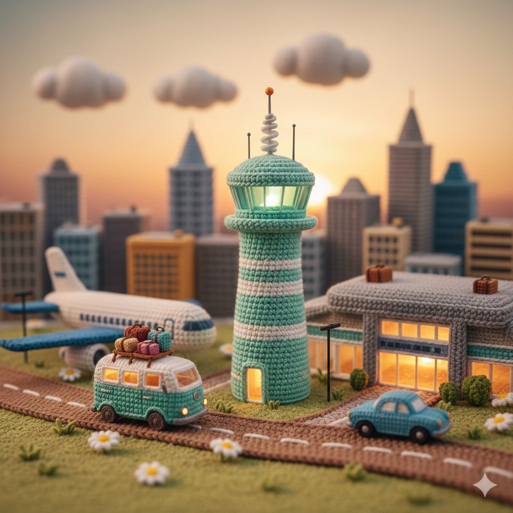 Preview image for Crocheted Miniature Airport Diorama Prompt prompt
