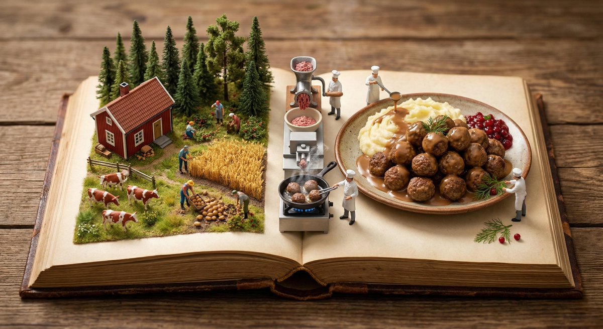 Preview image for Culinary Pop-Up Book Diorama of Swedish Meatballs prompt