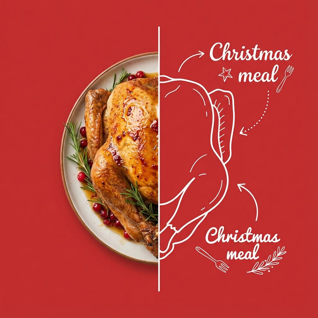 Culinary Poster with Split Photo/Illustration Design - Prompt de IA