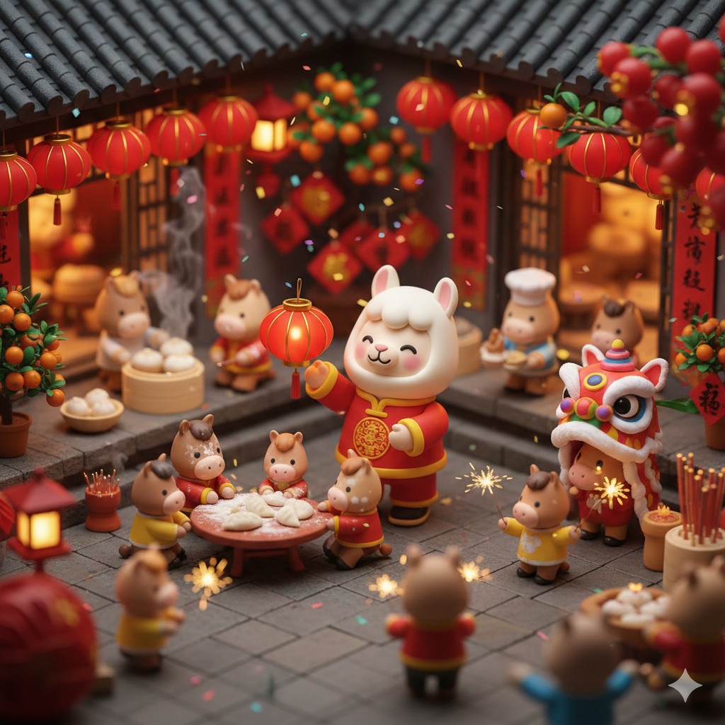 Preview image for Cute Popmart Chinese New Year Llama prompt