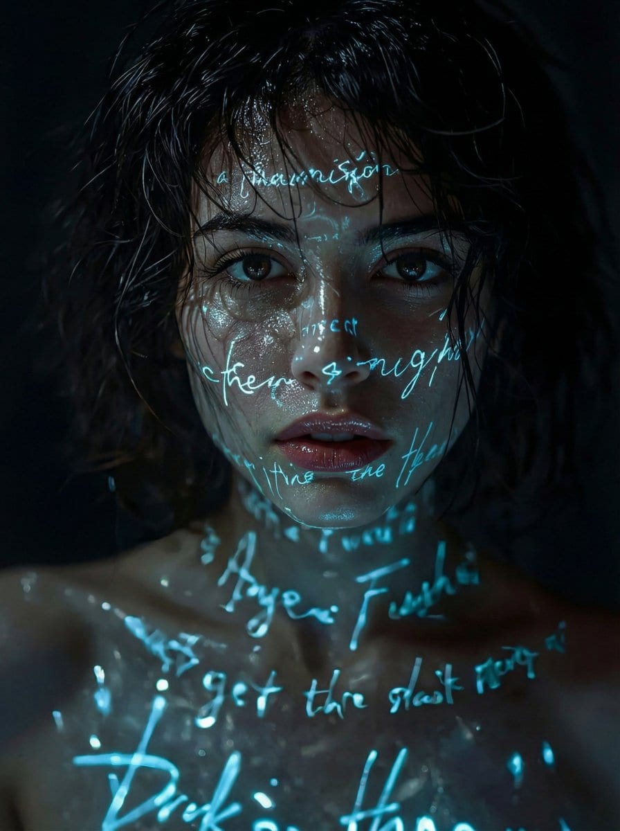 Cyber-Poetic Futuristic Noir Portrait - AI 프롬프트