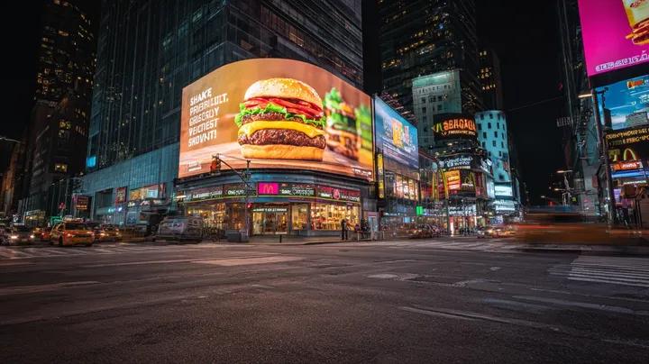 Cyber-Urban Night Cityscape with Hyper-Realistic Billboard Ad - AI 프롬프트